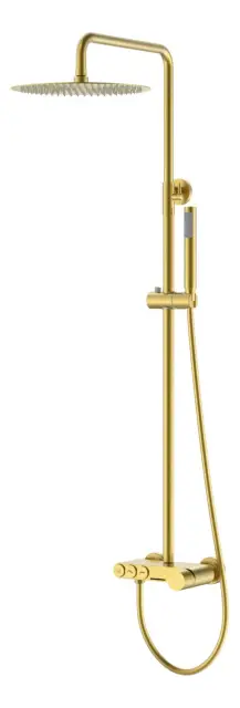 Boheme Stick Diamond Душевая стойка: смеситель, ручной душ, шланг, верхний душ, цвет: matt gold 128-MG