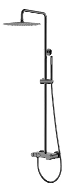 Boheme Stick Diamond Душевая стойка: смеситель, ручной душ, шланг, верхний душ, цвет: gun metall 128-GM