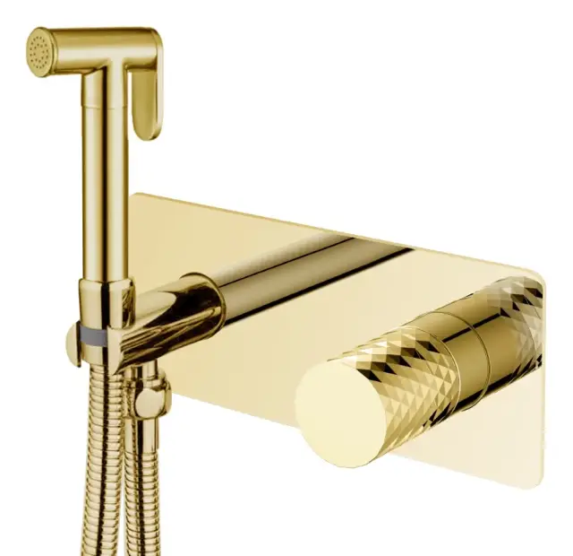 Boheme Stick Diamond Гигиенический душ со смесителем и встраиваемой частью, цвет: gold 127-GG