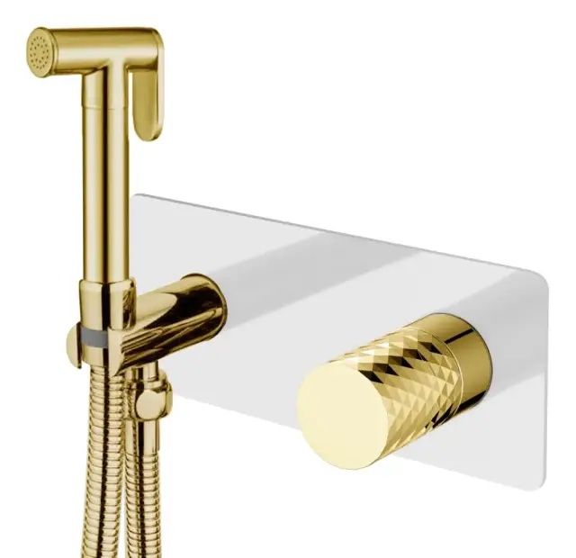 Boheme Stick Diamond Гигиенический душ со смесителем и встраиваемой частью, цвет: white/gold 127-WG