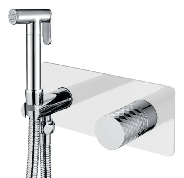 Boheme Stick Diamond Гигиенический душ со смесителем и встраиваемой частью, цвет: white/chrome 127-WCR