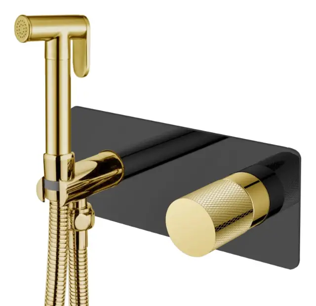Boheme Stick Diamond Гигиенический душ со смесителем и встраиваемой частью, цвет: black/gold 127-BG.2