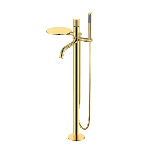 Boheme Stick Diamond Смеситель напольный с душевым набором - ручной душ, шланг, цвет: gold 129-GG.4