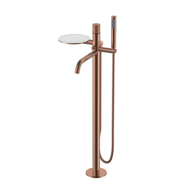 Boheme Stick Spirale Смеситель для ванны напольный с душ. наб., излив 26,5 см, цвет: copper brushed 129-CB.4