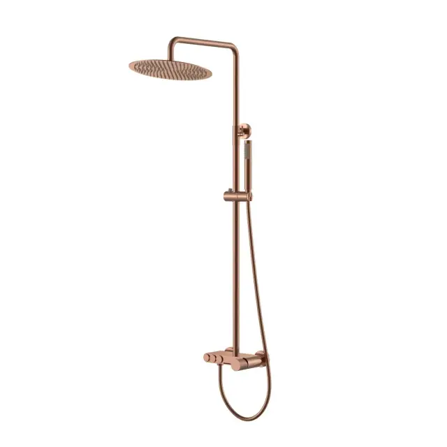 Boheme Stick Touch Душевая стойка: смеситель, излив, ручной и верхний душ, цвет: copper brushed 128-CB.2