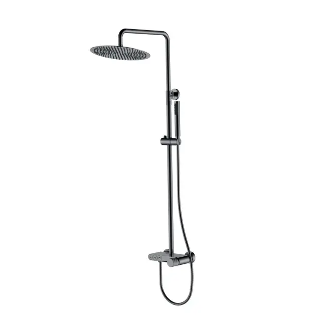Boheme Stick Linea Душевая стойка: смес., ручн. душ 1 режим, верх. душ 30 см, цвет: shine gun metall 128-SGM.3