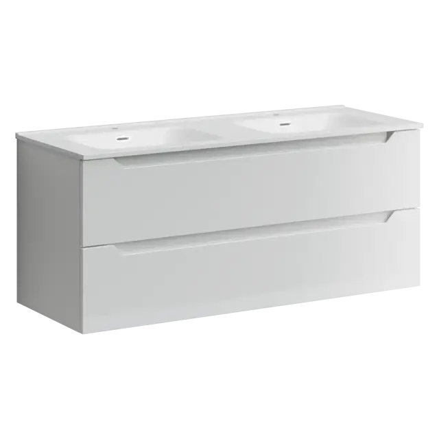 Тумба подвесная SANCOS Norma 2.0 1190х450х500, c двумя ящиками оснащенными доводчиками, белый глянец , арт. NR2.120-2W