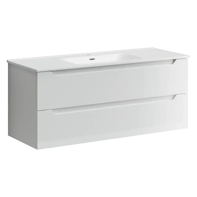 Тумба подвесная SANCOS Norma 2.0 1190х450х500, c двумя ящиками оснащенными доводчиками, белый глянец , арт. NR2.120-1W