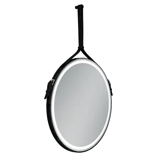 Зеркало для ванной комнаты  SANCOS Dames D650 с подсветкой , ремень из натуральной черной кожи, арт. DA650