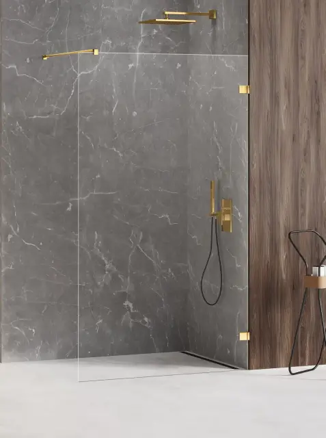 Душевое ограждение NEW TRENDY AVEXA GOLD SHINE 100x200 EXK-7059 (золото)