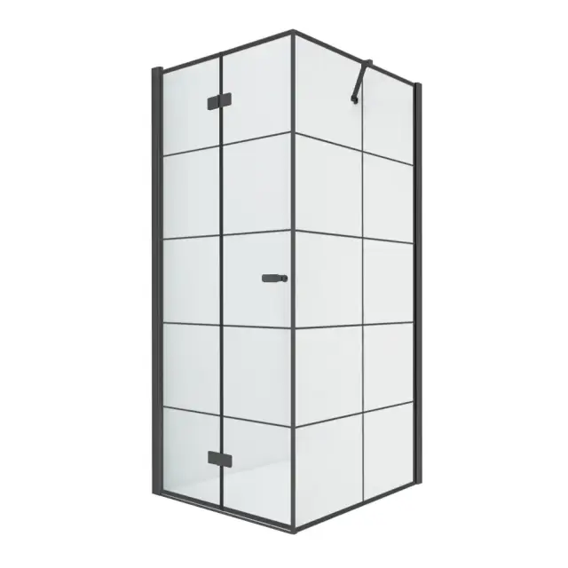 Душевое ограждение NEW TRENDY NEW SOLEO BLACK L 90x90x195 D-0289A/D-0120B (черный)