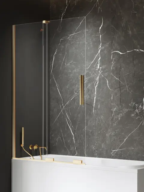Шторка для ванны NEW TRENDY SMART GOLD BRUSHED 120x150 EXK-7789-WU (брашированное золото)