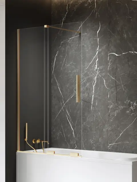 Шторка для ванны NEW TRENDY SMART GOLD BRUSHED 140x150 EXK-7791 (брашированное золото)