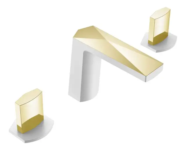 Boheme Venturo Ice Смеситель для раковины на 3 отверстия, без дк, излив 15,2 см, цвет: white/gold 150-WG-ICE