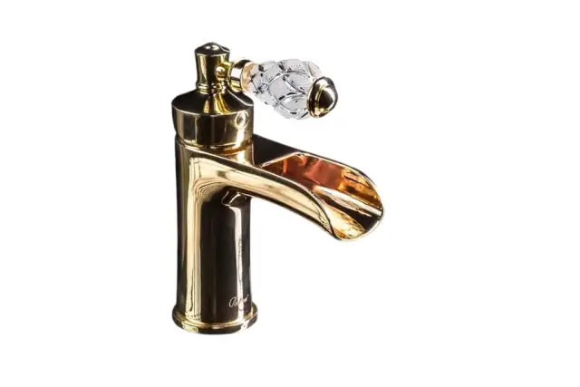 Boheme Vogue Crystal Смеситель для раковины без дк, длина излива 11 см, каскад, цвет: gold 211-CRST