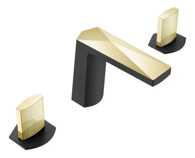 Boheme Venturo Touch Смеситель для раковины, 3 отверстия, без дк, излив 15,2 см, цвет: black/gold 150-BG-TOUCH