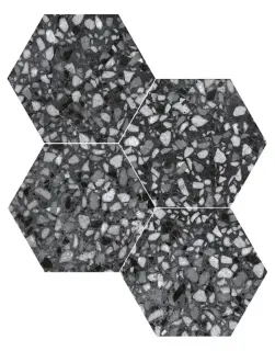 DURSTONE SIX Terazzo Керамогранит Black 23x27 глазурованный матовый